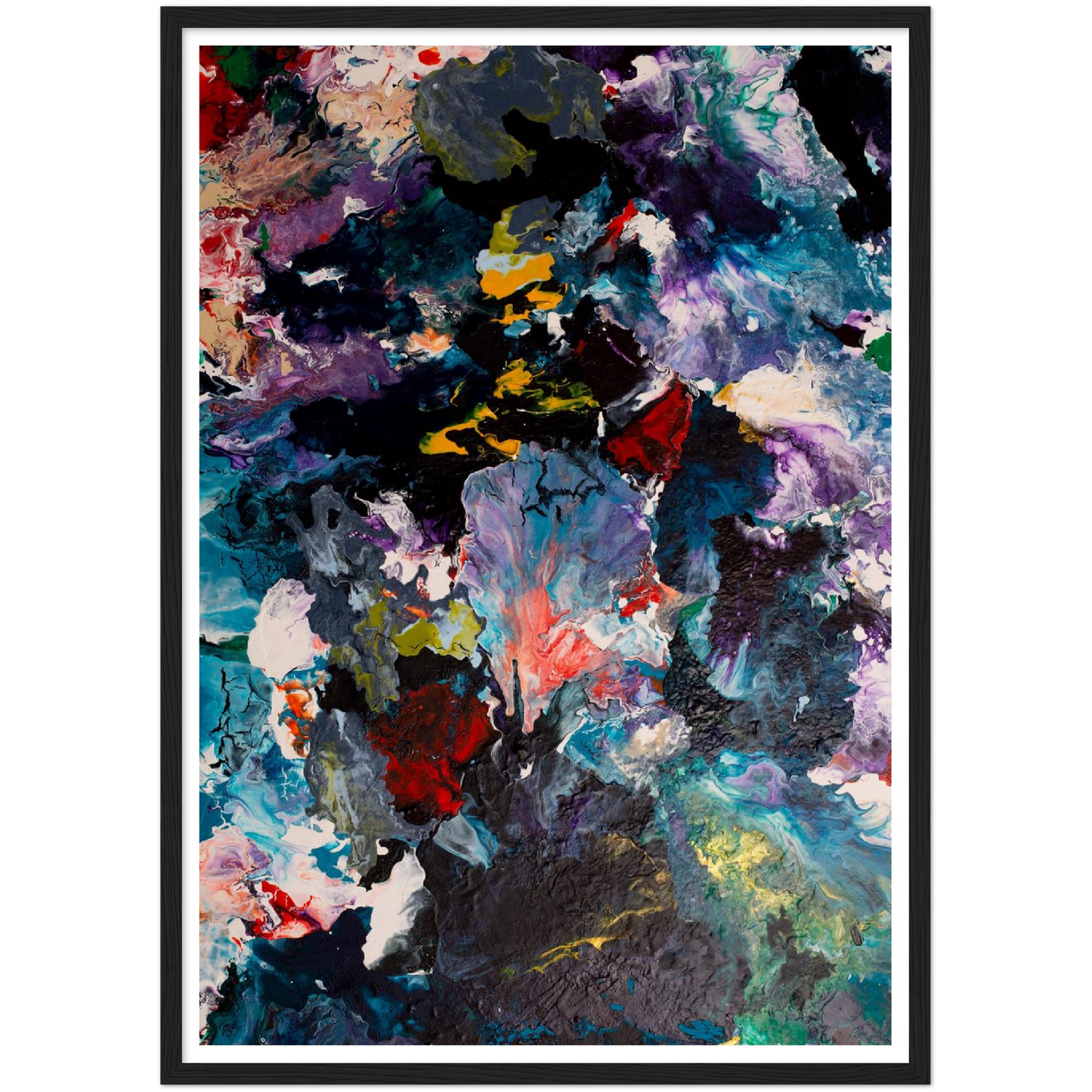 Flowerfield Art Print on Premium Matt Paper with Wooden Frame