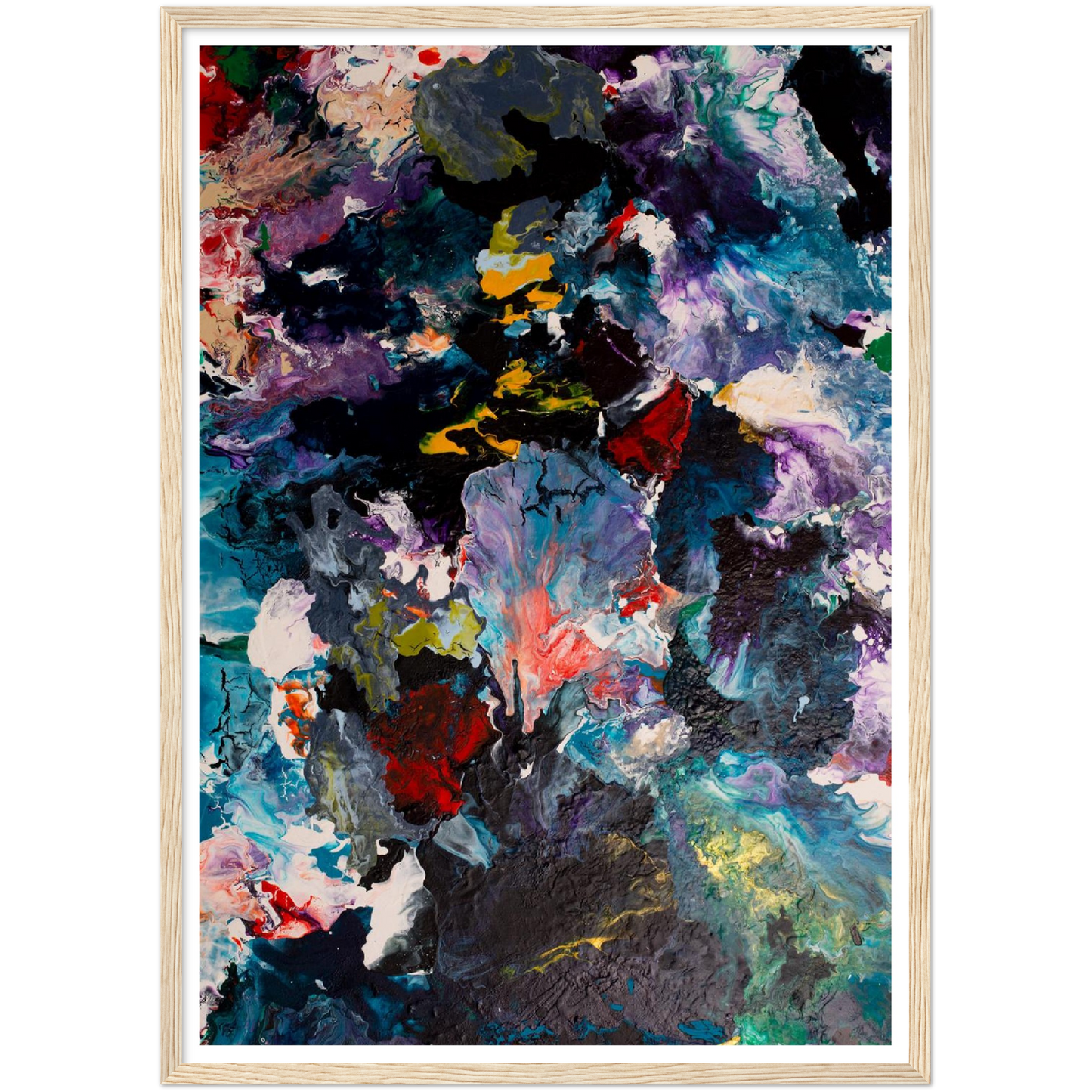 Flowerfield Art Print on Premium Matt Paper with Wooden Frame