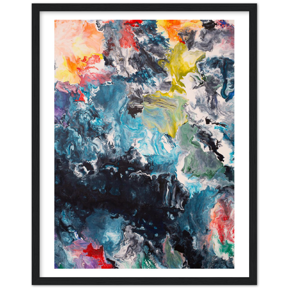 Flow Sheet Print Art on Premium Matt Paper with Wooden Frame