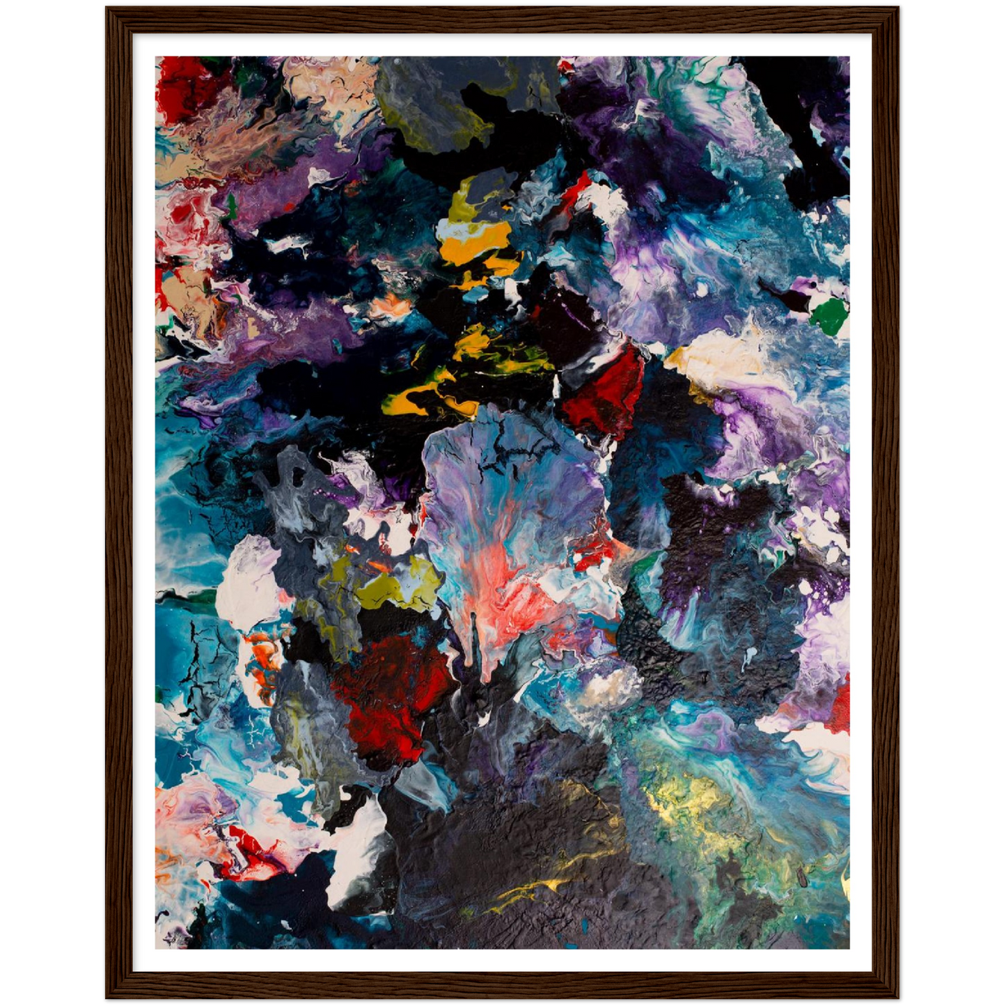 Flowerfield Art Print on Premium Matt Paper with Wooden Frame