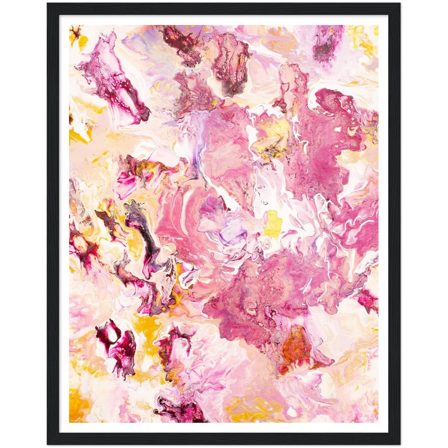 Pink Rose Print on Premium Matt Paper with Wooden Frame