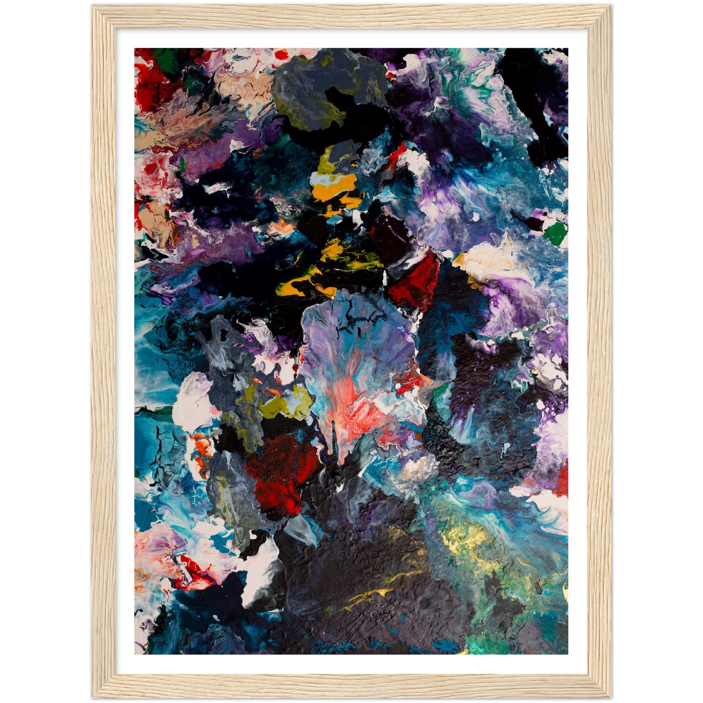 Flowerfield Art Print on Premium Matt Paper with Wooden Frame