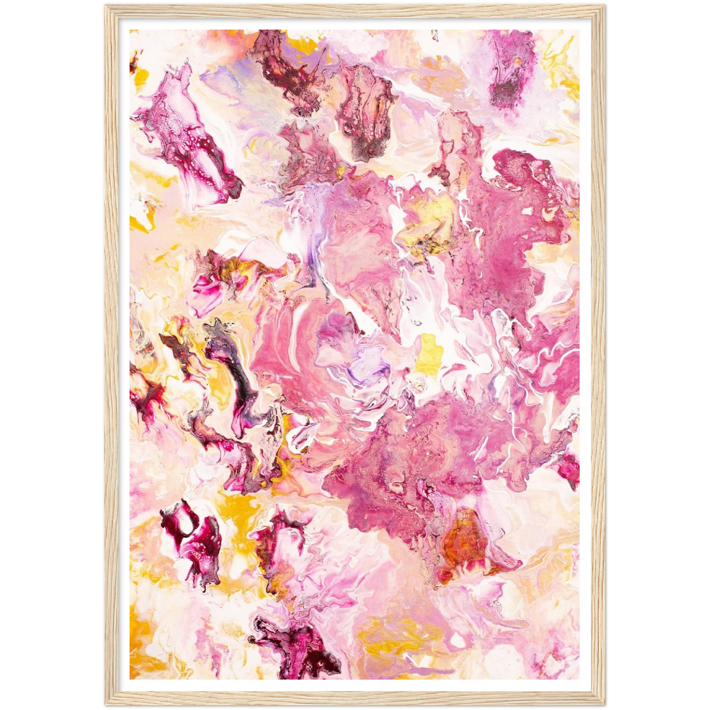 Pink Rose Print on Premium Matt Paper with Wooden Frame