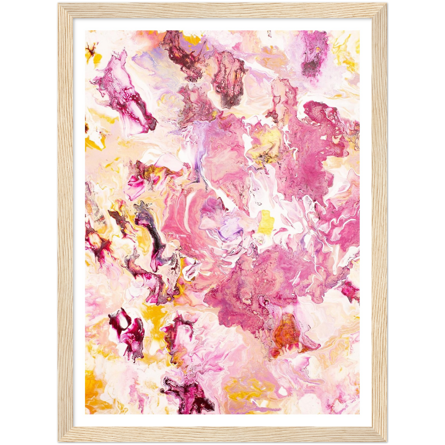 Pink Rose Print on Premium Matt Paper with Wooden Frame