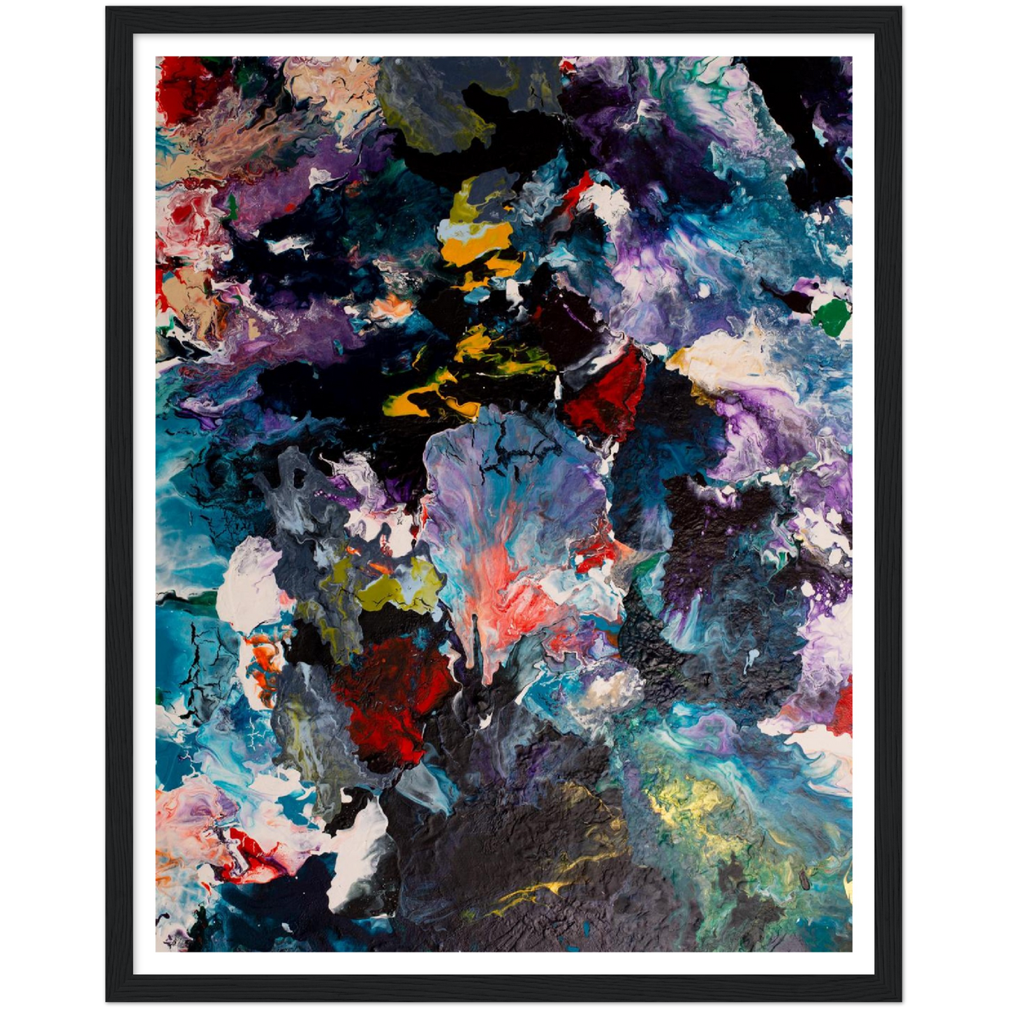 Flowerfield Art Print on Premium Matt Paper with Wooden Frame