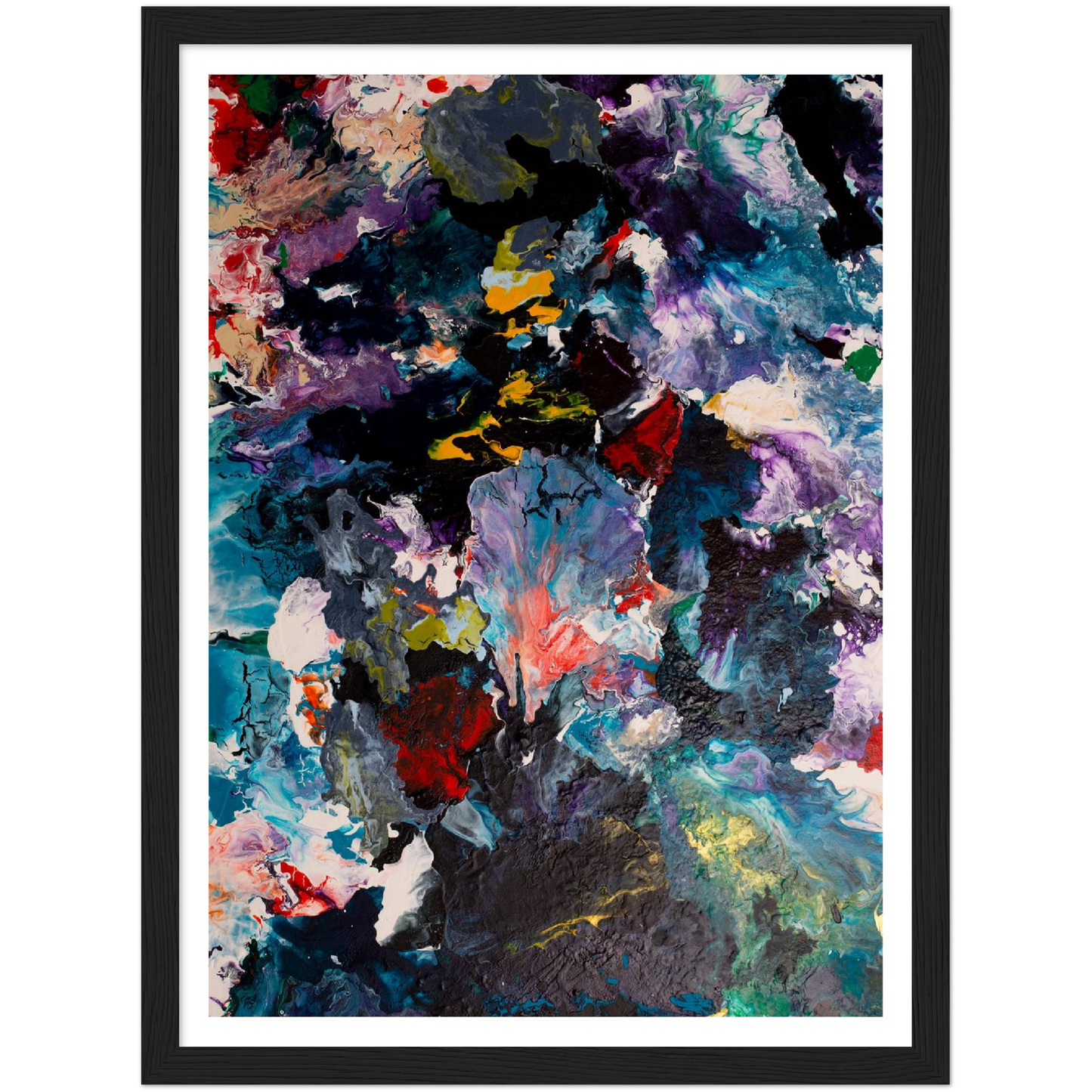Flowerfield Art Print on Premium Matt Paper with Wooden Frame
