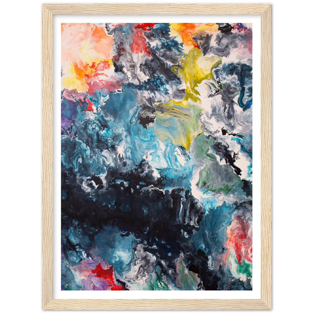 Flow Sheet Print Art on Premium Matt Paper with Wooden Frame