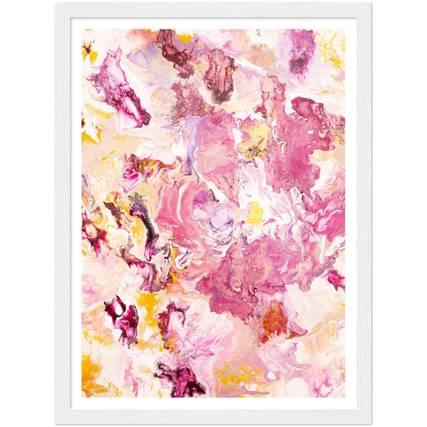 Pink Rose Print on Premium Matt Paper with Wooden Frame