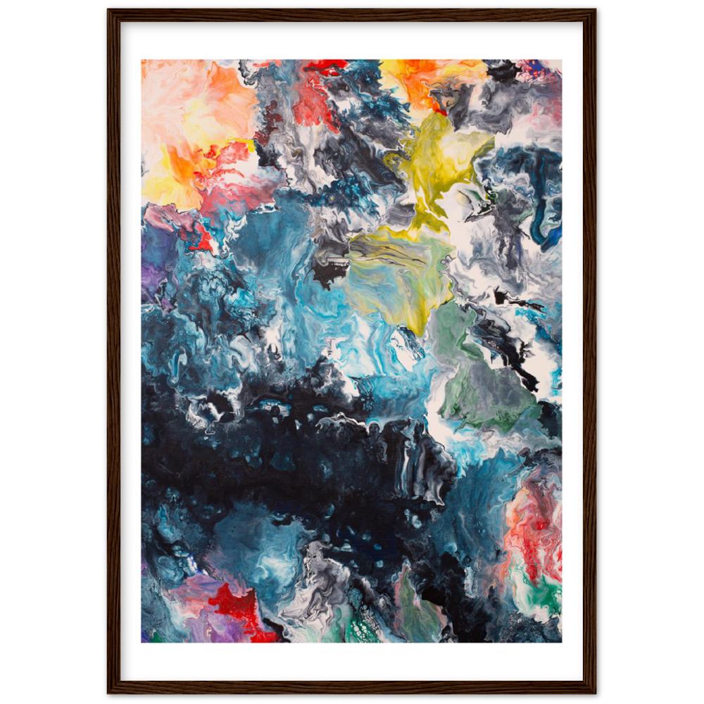 Flow Sheet Print Kunst op Premium Mat Papier met Houten Frame