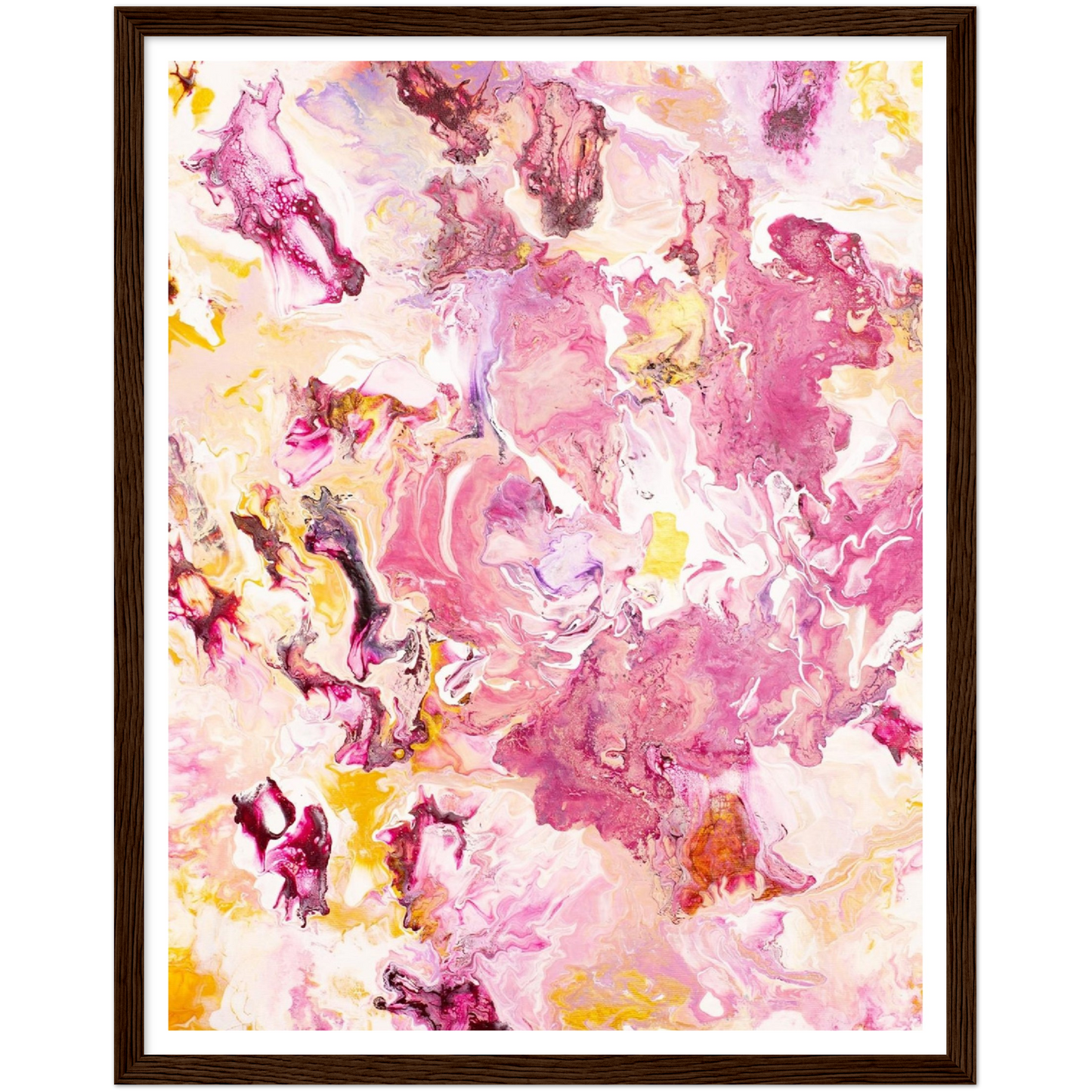Pink Rose Print on Premium Matt Paper with Wooden Frame