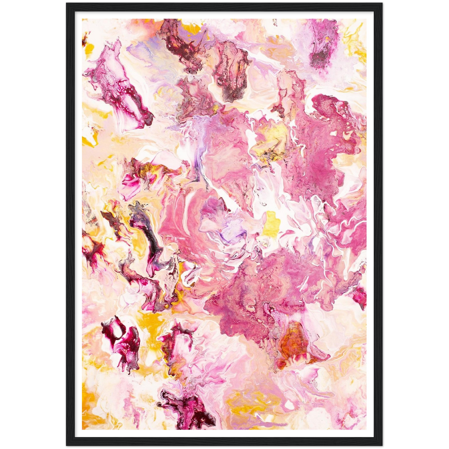 Pink Rose Print on Premium Matt Paper with Wooden Frame