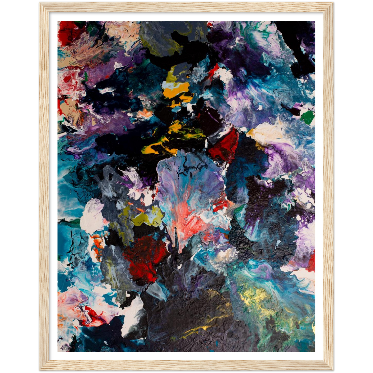Flowerfield Art Print on Premium Matt Paper with Wooden Frame