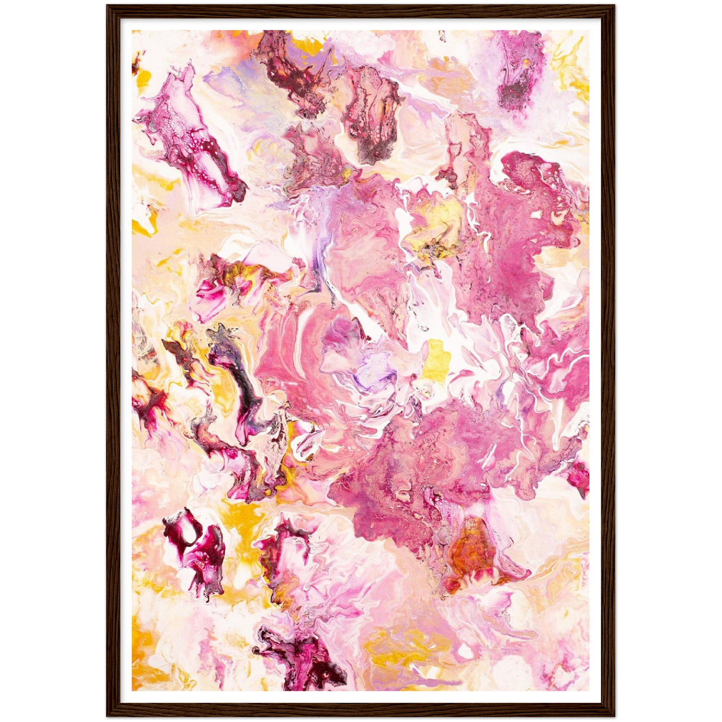 Pink Rose Print on Premium Matt Paper with Wooden Frame