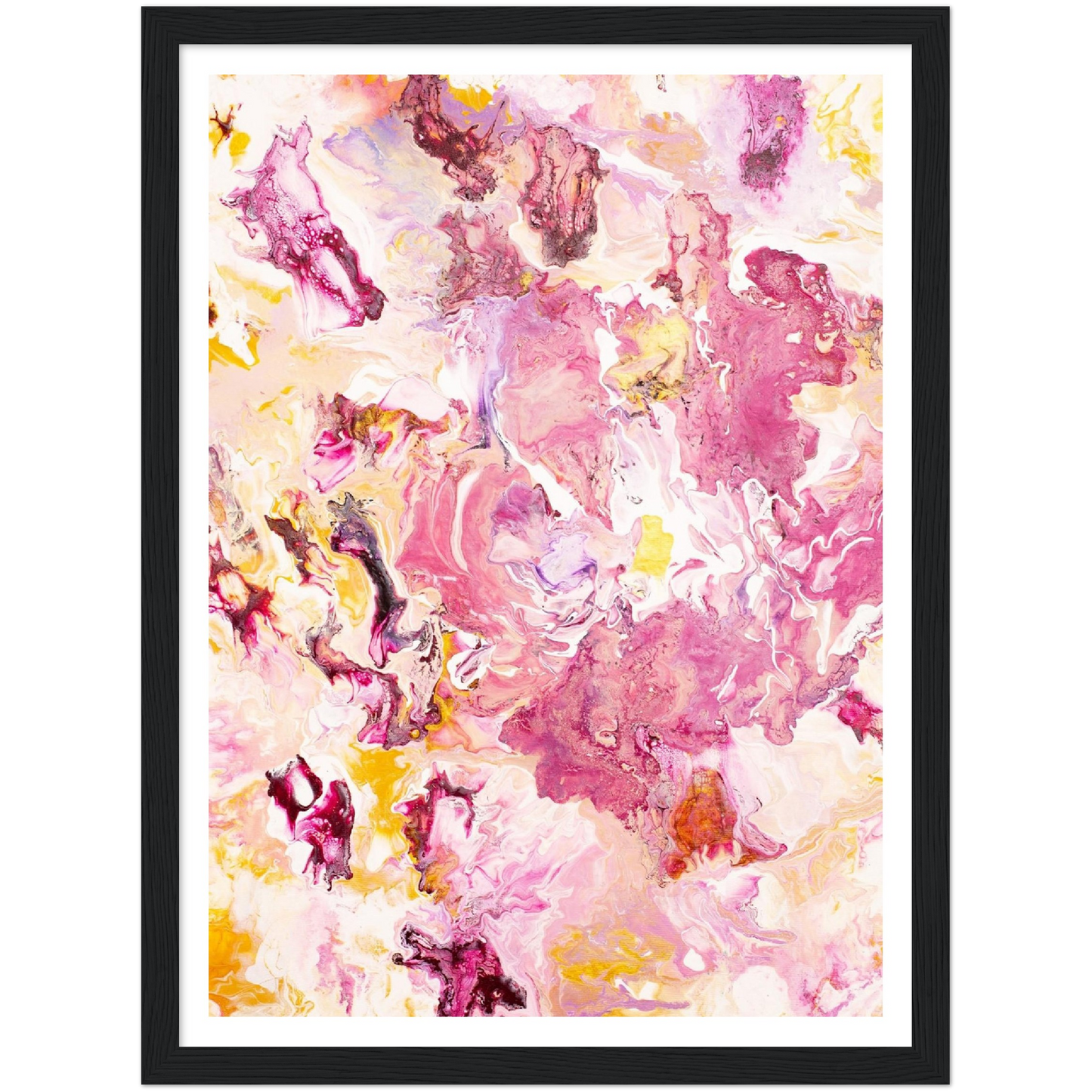 Pink Rose Print on Premium Matt Paper with Wooden Frame