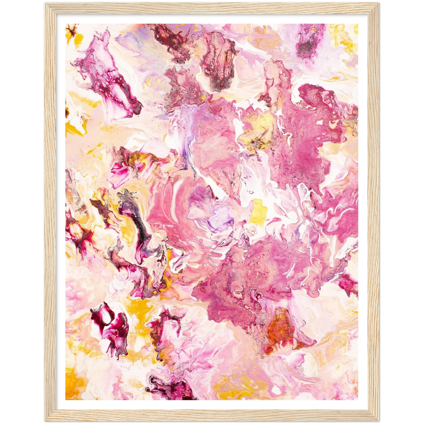 Pink Rose Print on Premium Matt Paper with Wooden Frame