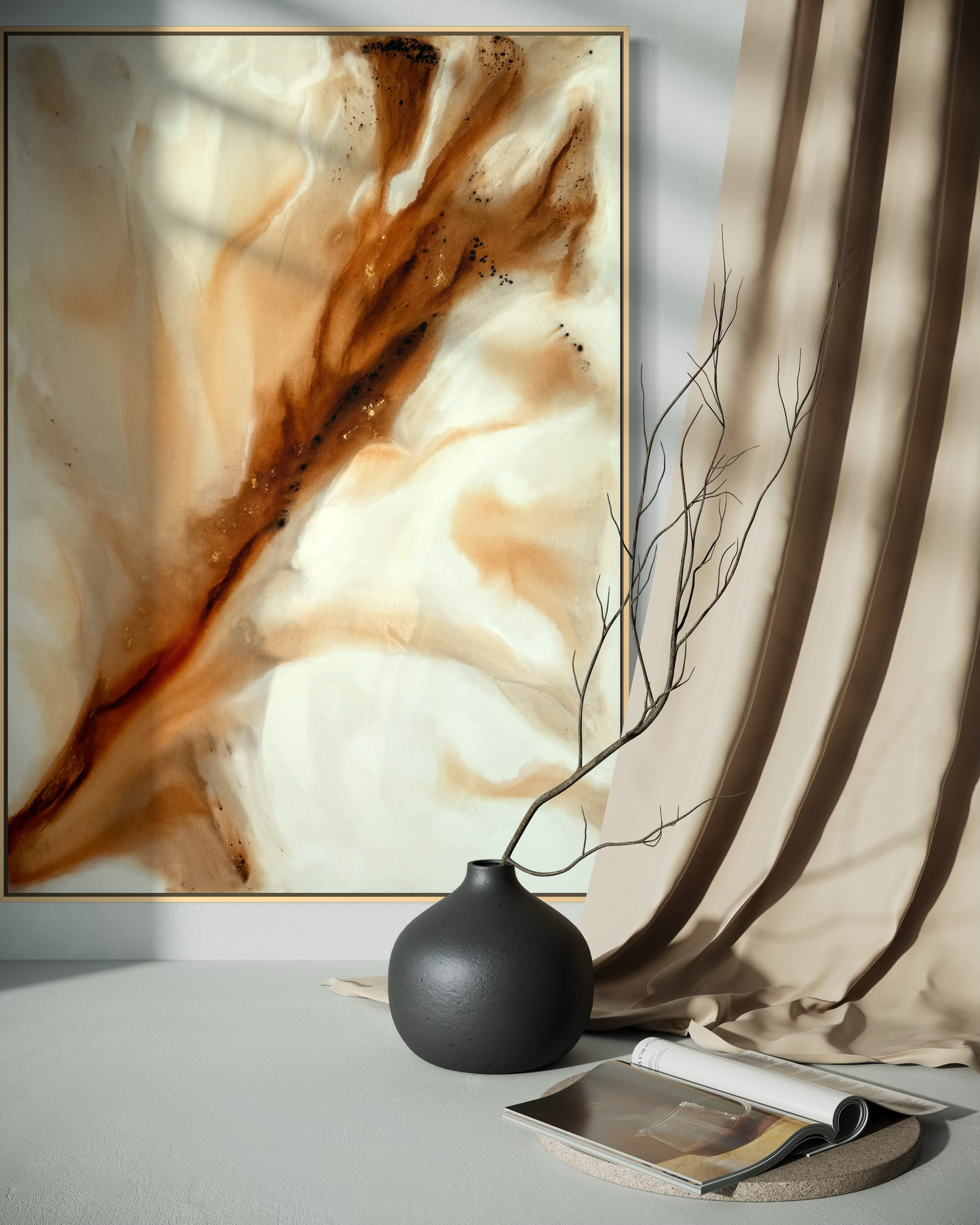 Slow Life – Abstraktes Wandbild im Schlafzimmer, warme Töne Acrylgemälde Merima Krüger