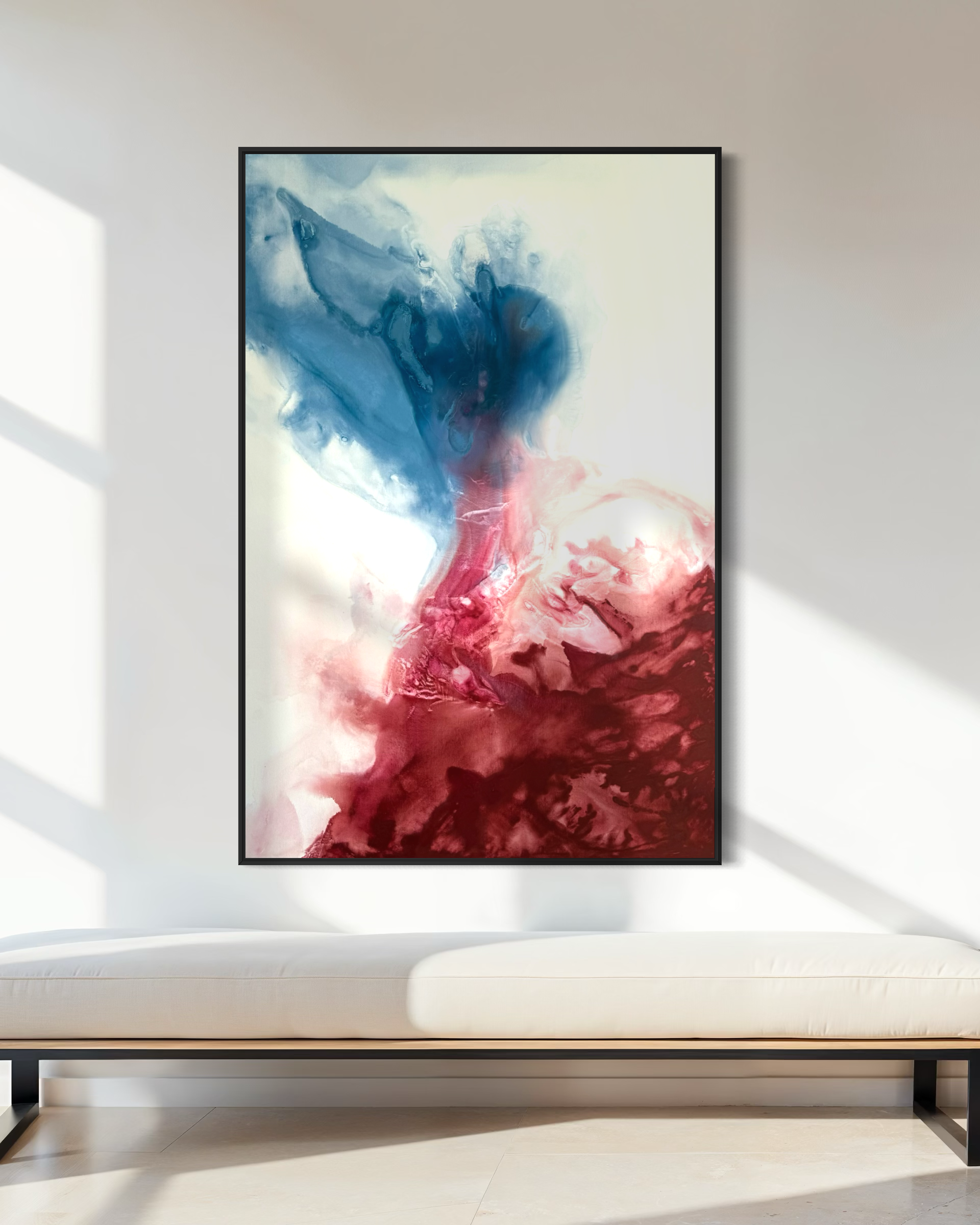 Deep Encounter – Original Acrylgemälde 150x100 cm, Blau-Rot abstrakt, von Merima Besic-Krüger