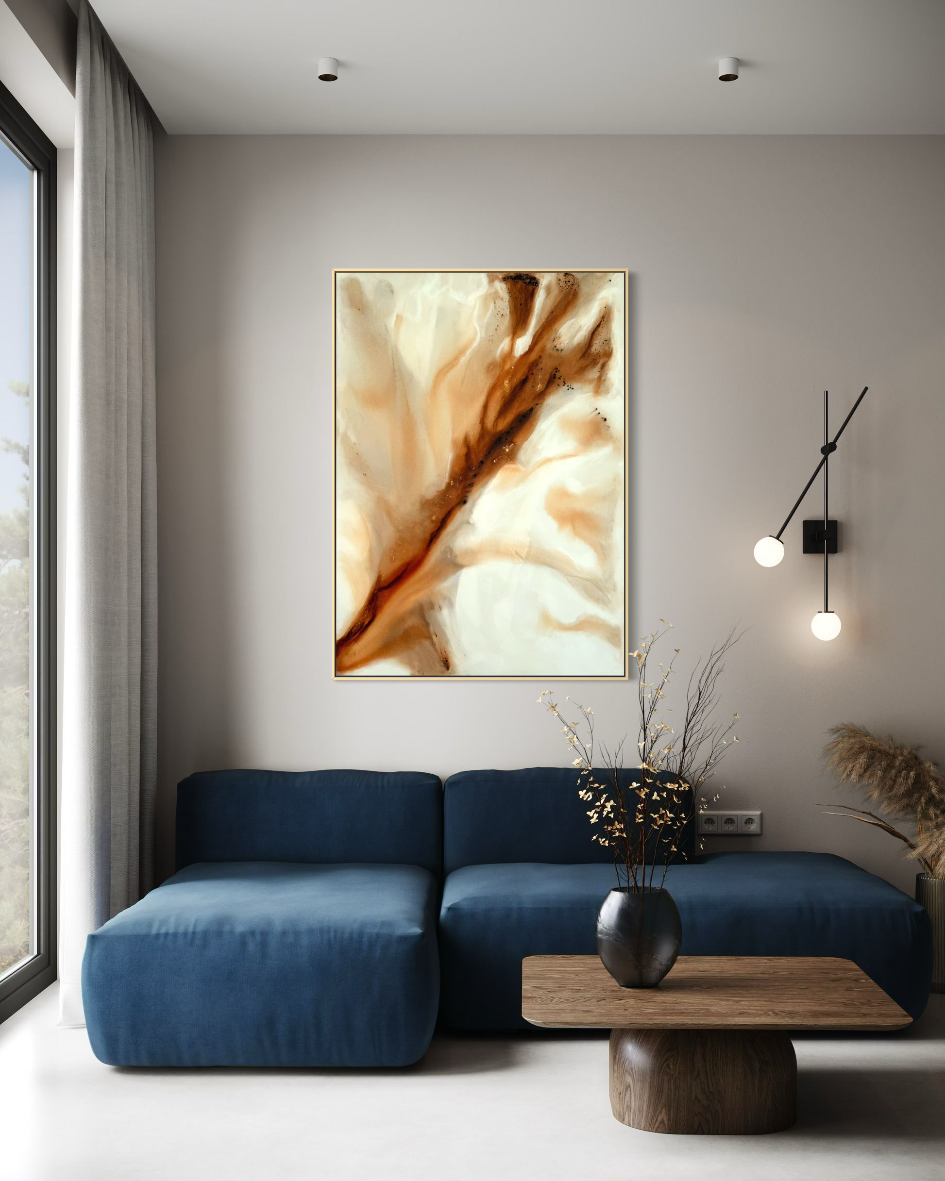 Slow Life – Ruhiges abstraktes Gemälde mit organischen Formen, moderner Wandschmuck