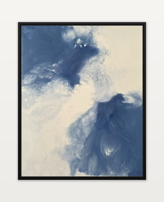 Only a Moment – Original Acrylgemälde 80 x 100 cm im schwarzen Schattenfugenrahmen, Frontalansicht