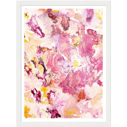 Pink Rose Print on Premium Matt Paper with Wooden Frame